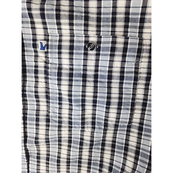 Coyote Mood Shirt Mens Large White/Blue Square Plaid Long Sleeve Snap Western - Picture 9 of 13